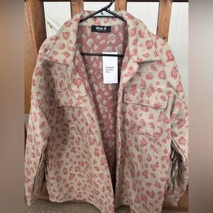 BlueB Fringe Leopard Print Shacket